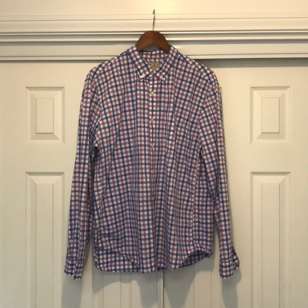 Mens J.Crew size XL button up shirt. Pink & blue